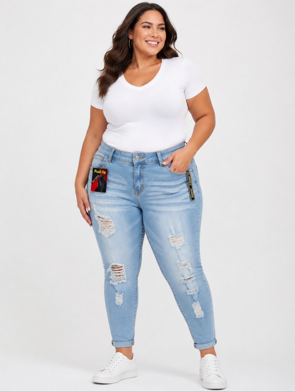 👖 Blue Republic Push Up Distressed Skinny Jeans – Size 22
